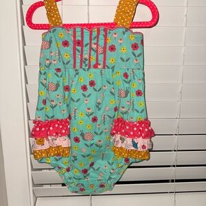 Matilda Jane Floral One Piece - Teal, Pink, Yellow